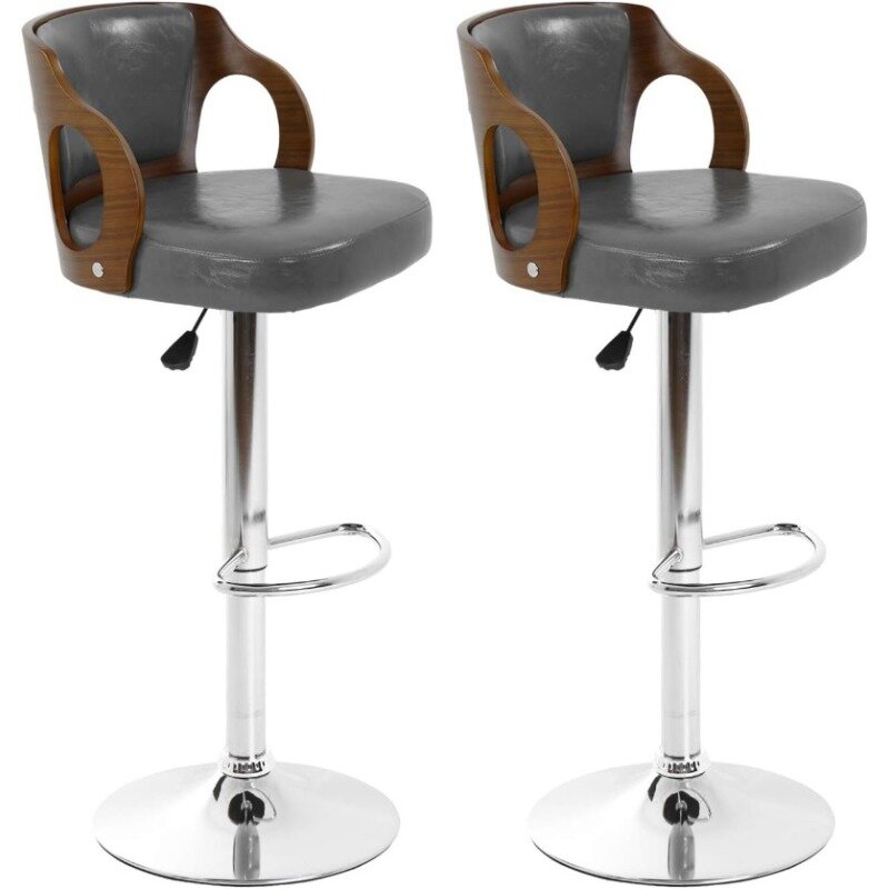 BestOffice Counter Height Bar Stool Set of 2 stools Modern Swivel    Adjustable PU Leather  s Hydraulic