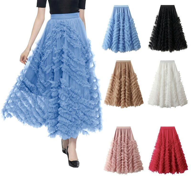 2023 damska długa spódnica jesienna Maillard elegancka wysoka talia imprezowa, koktajlowa wesele rozkloszowana linia bufiasta spódnica spódnica ołówkowa