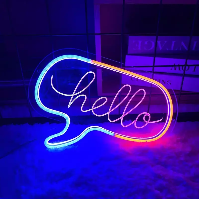 Hello Neon Sign Engrave Personality Led Lights Letters For Room Decors Aesthetic Coffee Bar Neon Wall Decoration Support Custom