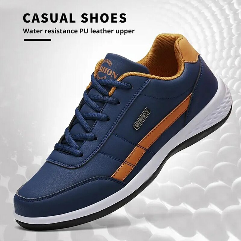 Moda Casual Shoes Mens Outdoor Tennis Sneakers Leve Confortável Lace Up PU Trainer Tamanho Menor do que os Normais para Homens