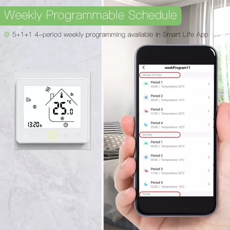 ZigBee – Thermostat intelligent, contrôleur de température, Hub requis, chauffage de l'eau/électrique au sol, chaudière à eau/gaz, avec Alexa Google Home