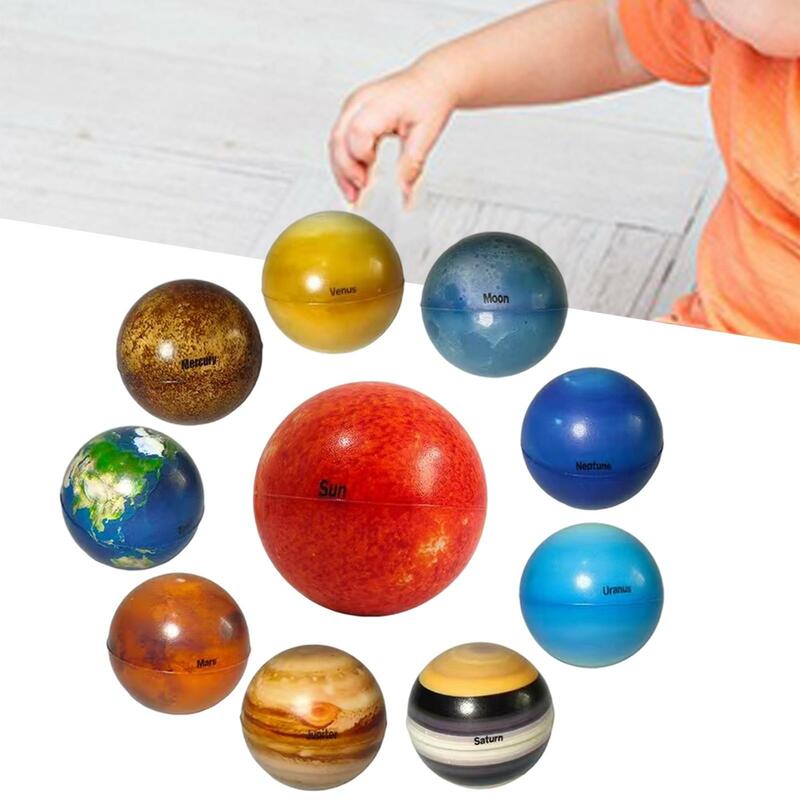 10x układ słoneczny planeta kulki solidna gąbka piłka do softballu osiem kulek planetarnych Model edukacyjny na wystrój stołu zabawki dla dzieci
