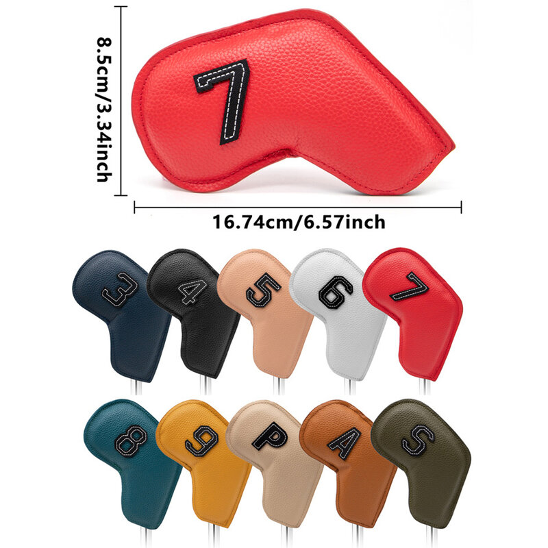 10pcs/set Golf Iron Headcover 3-9,P,S,A, Club Head Cover Embroidery Number Case Sport Golf Training Equipment Accessories