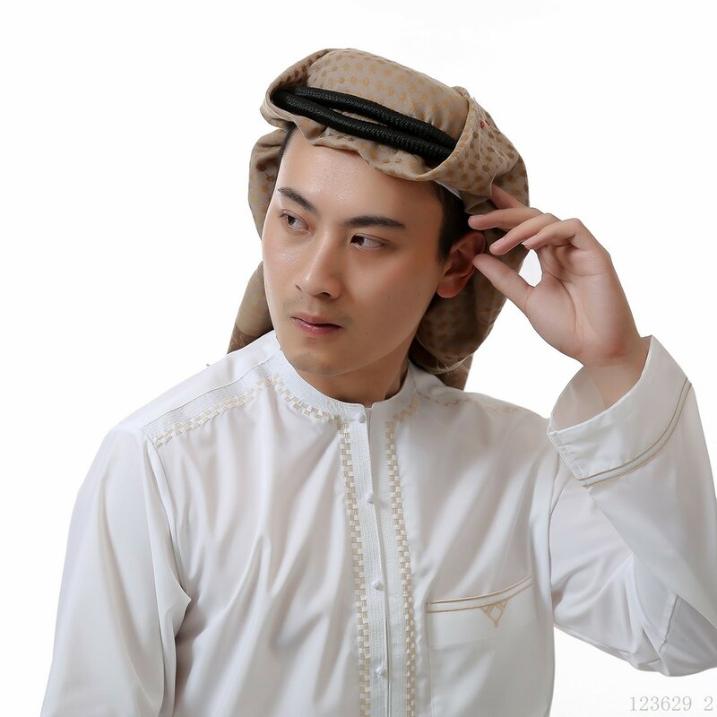 Men Muslim Head Scarf Saudi Arab Dubai Traditional Islamic Clothing Male Headscarf Hijab Plaid Turban Shemagh Gutra Prayer Wear