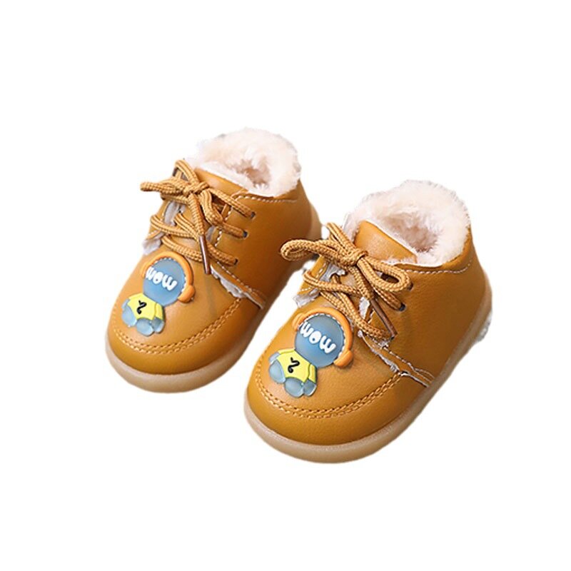 Botas de nieve para niños y niñas, zapatos de suela suave para bebés y niños pequeños de 0 a 2 años, zapatos de algodón de felpa y engrosados en invierno