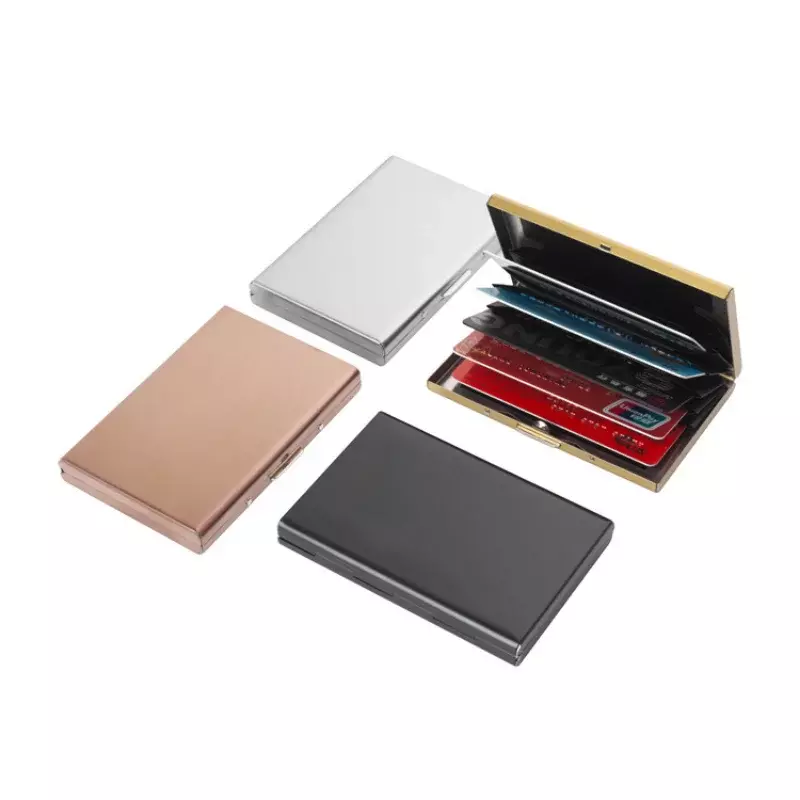 2023 New Aluminum Alloy Anti-degaussing Credit Card Box Black Stainless Steel Bank Card Box Fashion Portable Metal RFID Card Bag