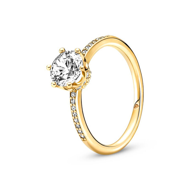 2022 nowe pozłacane 925 srebrny pierścionek z cyrkonią błyszczącą księżniczką wahacz pierścień z sercem kobiet oryginalny pierścionek szlachetną biżuterię