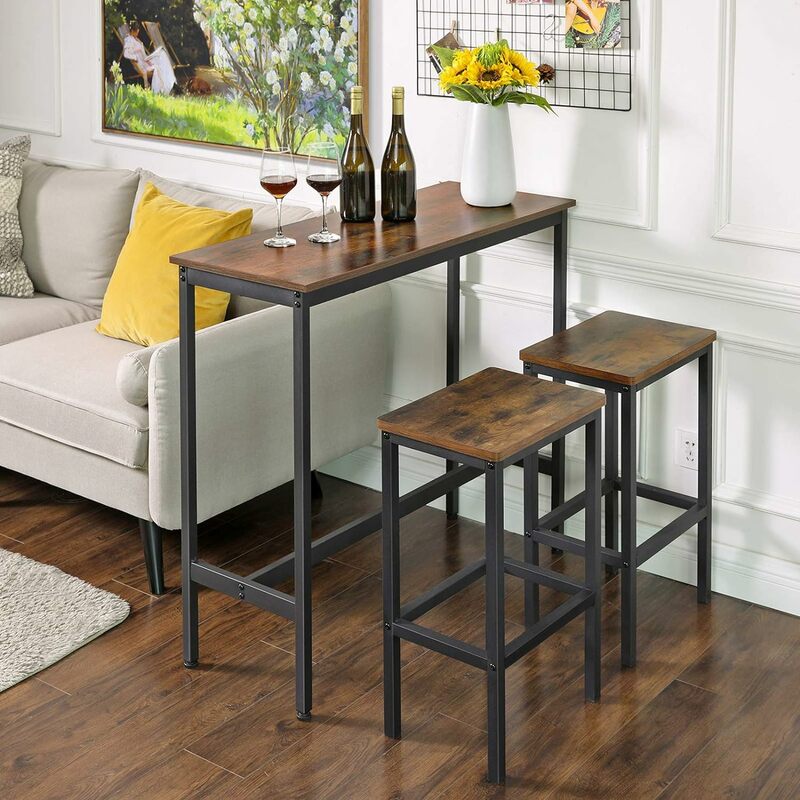 VASAGLE 바 테이블, 좁은 긴 바 테이블, 주방 식탁, 하이 펍 테이블, 튼튼한 금속 프레임, 15.7x39.4x35.4 인치