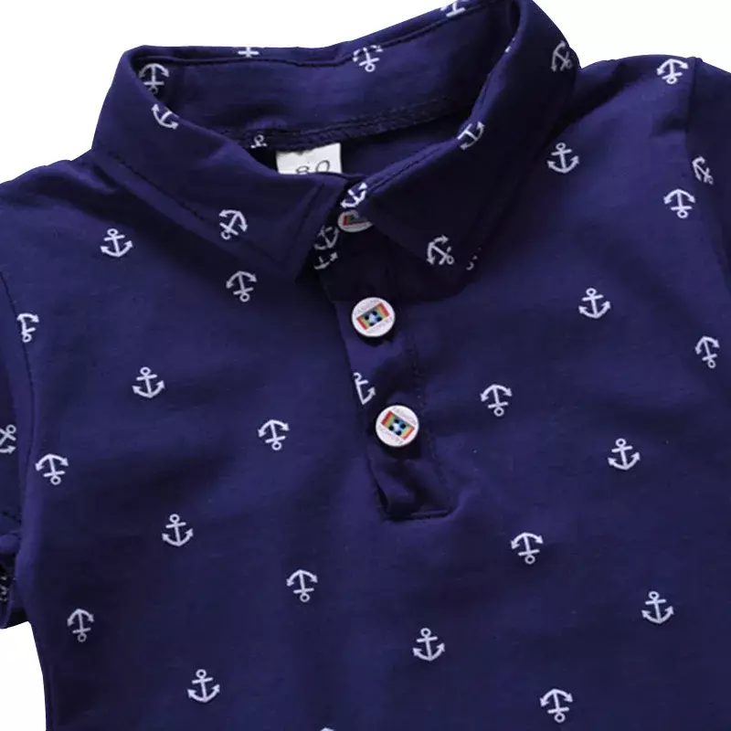 Camisa de algodón con cuello de solapa para bebés y niños, camisa de manga corta con estampado transpirable, a la moda, novedad de verano, 2024