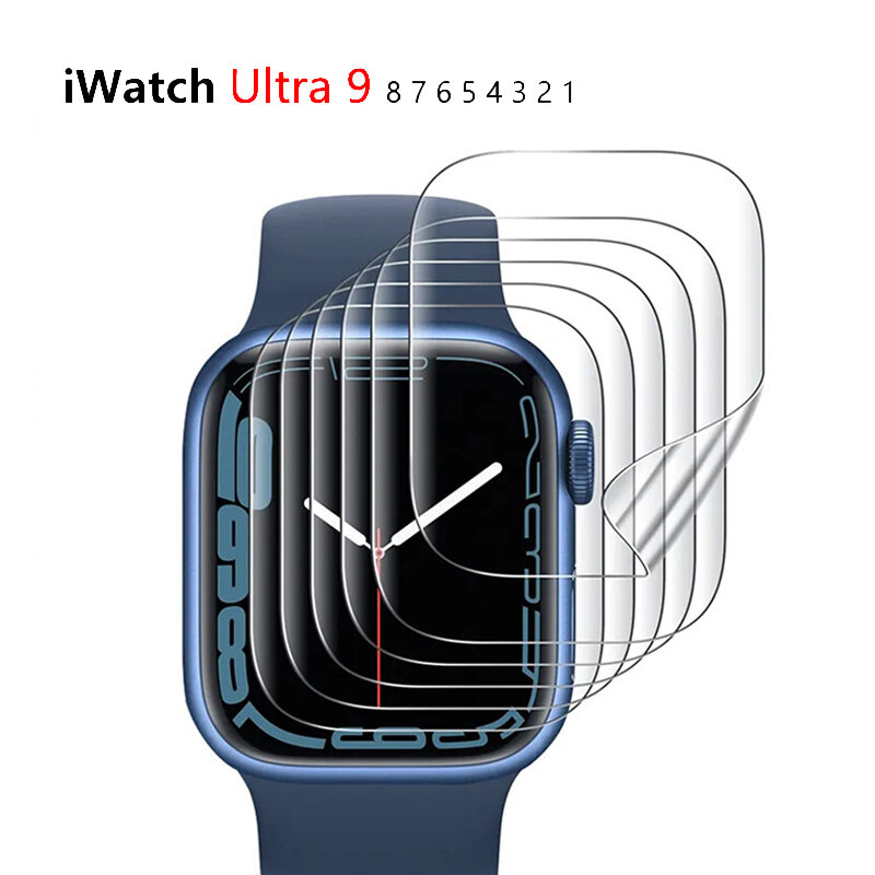 Защитная пленка для Apple Watch Ultra 9 8 7 6 SE 5 4, прозрачная защитная пленка для iWatch Series 49 мм 45 мм 41 мм 44 мм 40 мм 42 мм 38 мм