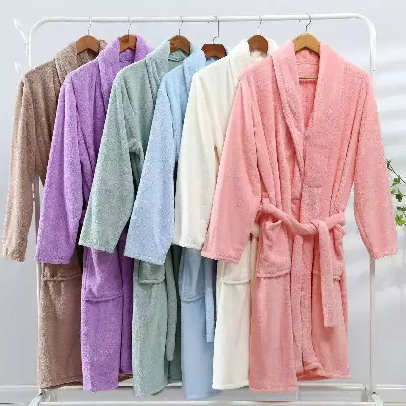Baju tidur Kimono wanita, jubah mandi Kimono wanita, gaun malam musim dingin hangat tebal, bulu karang, pakaian tidur lembut flanel, baju rumah