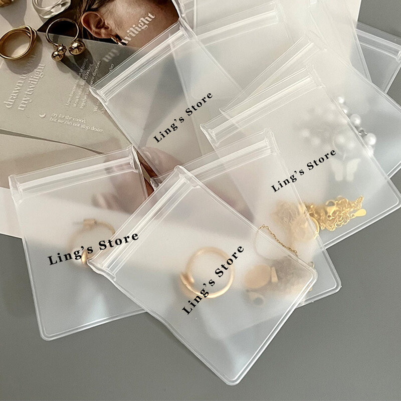 Personalized Jewelry Zipper Bag Transparent EVA Plastic Storage Envelope Frosted Pouch Ring Earring Necklace Bracelet Packaging