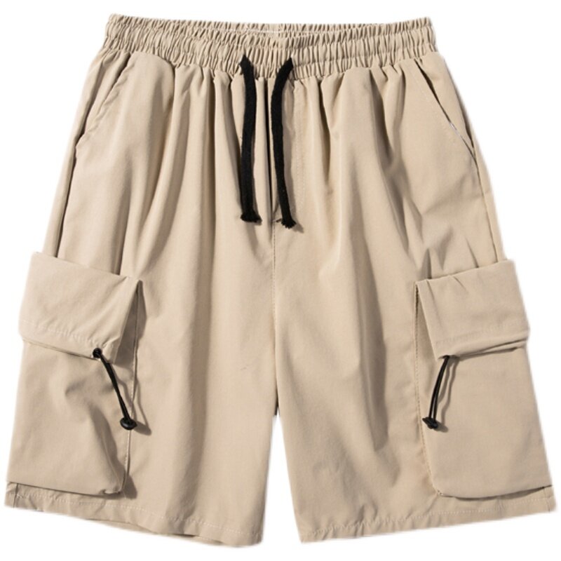 Шорты-карго E66 мужские с множеством карманов, летние однотонные повседневные свободные дышащие пляжные спортивные штаны для бега