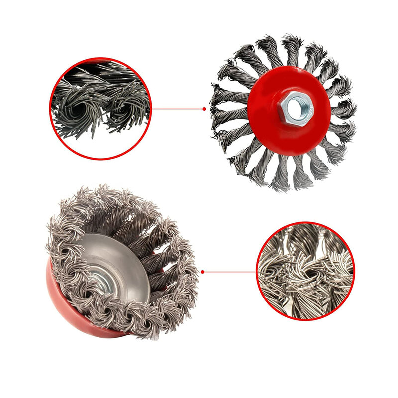 4Pcs 3/4 Inch Carbon Steel Wire Wheel Cup Brush Set For 5/8"-11UNC Angle Grinders Wire Wheel Cup Brush Kit MAX RPM 12500