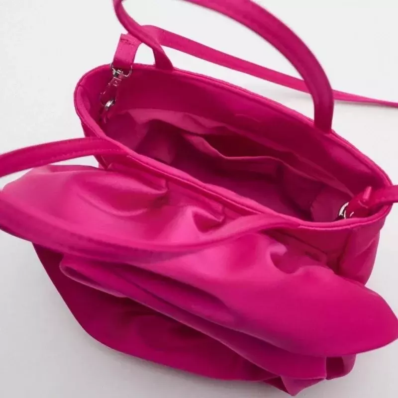 BBL01 2023 летняя новая брендовая дизайнерская шелковая плиссированная Женская сумочка с цветами Красного Цвета Круглая вечерняя