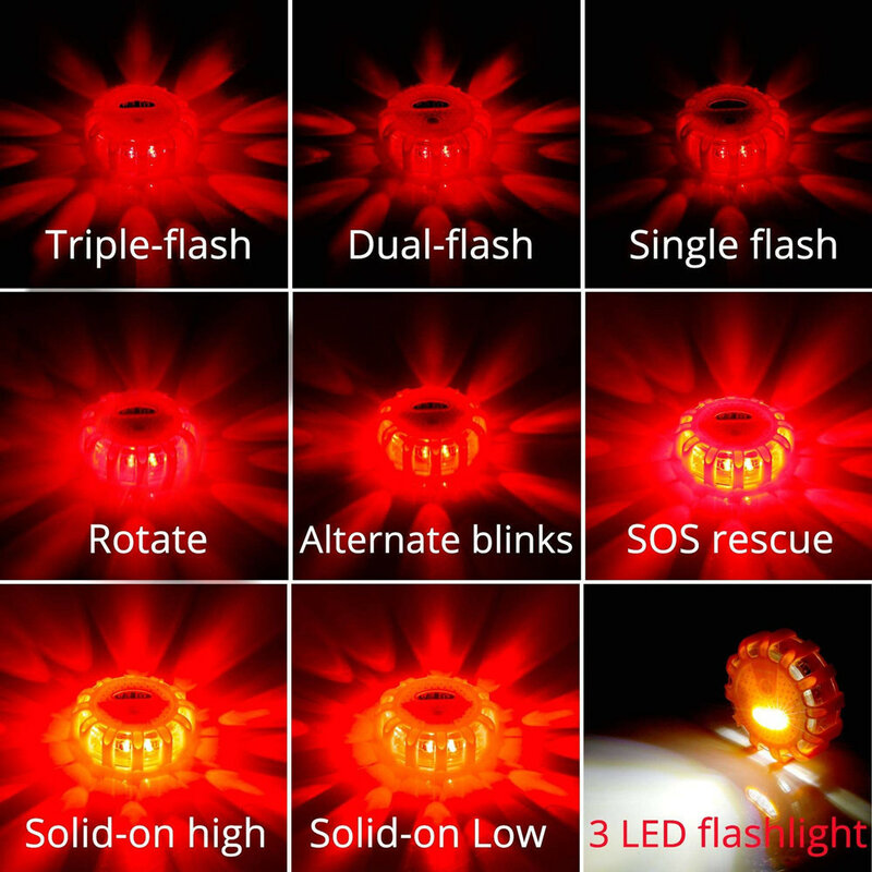 Usb Oplaadbare Led Strobe Lights Mult-Functionele 12 + 3Leds Draagbare Roadside Magnetische Waring Licht Knipperende Signaal Licht