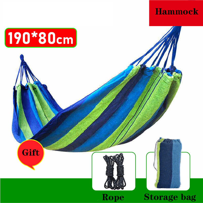 1 buah hammock kanvas santai berkemah luar ruangan tebal anti-tip lebih dari Aksesori berkemah luar ruangan dan dalam ruangan dengan tali dan kait