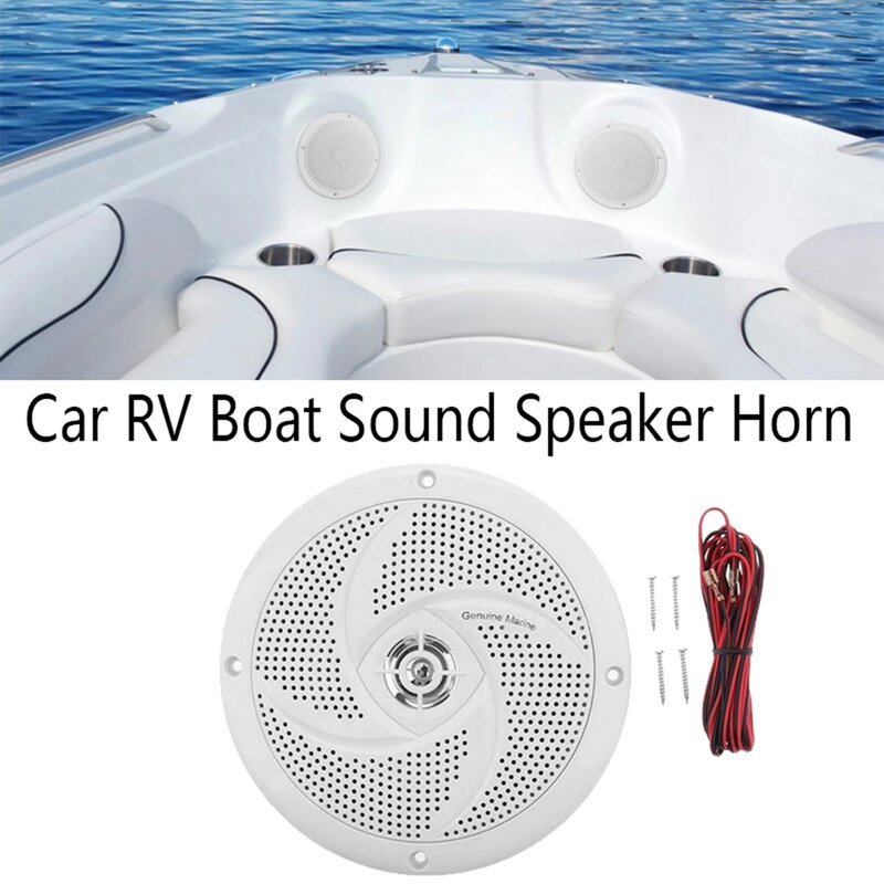 Altavoz redondo impermeable para coche, sistema de sonido para barco, RV, blanco