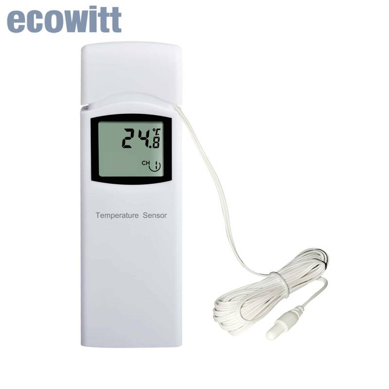 Ecowitt WN30 termómetro inalámbrico multicanal, Sensor de sonda para estaciones meteorológicas de hogar o jardín