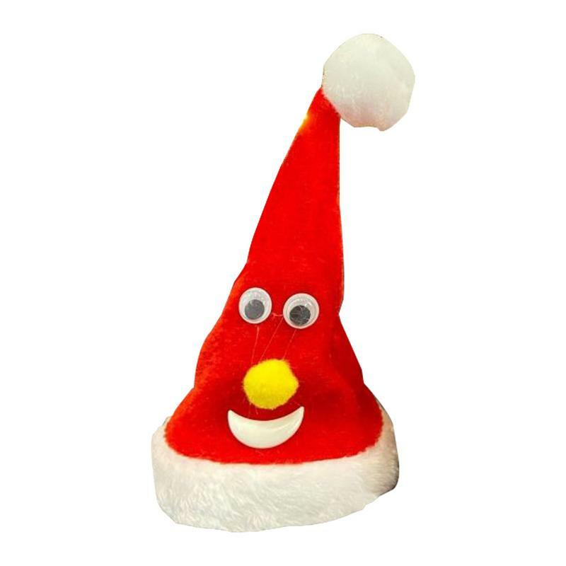 Cappello di natale peluche elettrico regalo per bambini canta incandescente Swing musica cappelli di natale per albero di natale giocattoli per bambini
