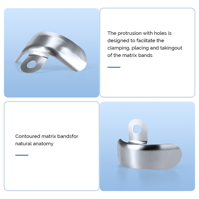 Matrizes metálicas para substituição dos dentes, Bandas Matriciais Dentárias, Material Odontológico contornado secional, 50pcs