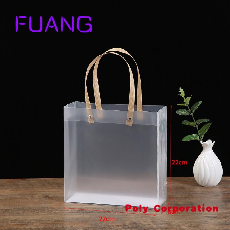 맞춤형 투명 포장 토트 플라스틱 쇼핑 포장 가방, 로고 포함