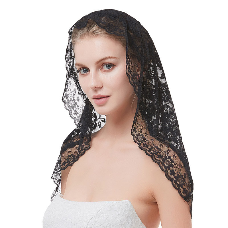 Bridal Veils Wedding White Black Veil Mantillas Chapel Veils Muslim Head Covering Lace Catholic Veil Mantilla Welon Slubny