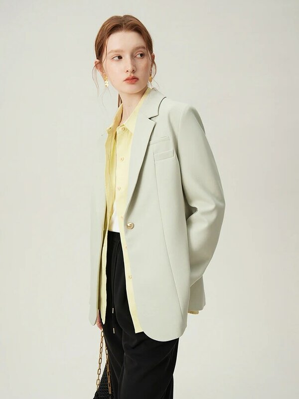 FSLE-Veste imbibée de style coréen pour femme, blazer formel professionnel, nouveau design, printemps 2024, 24FS11069