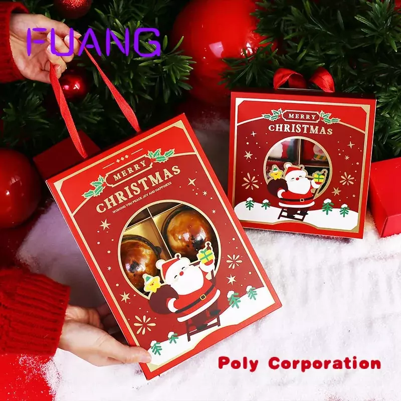 Custom  Custom design christmas gift food packaging boxes with hand ropepacking box for small business