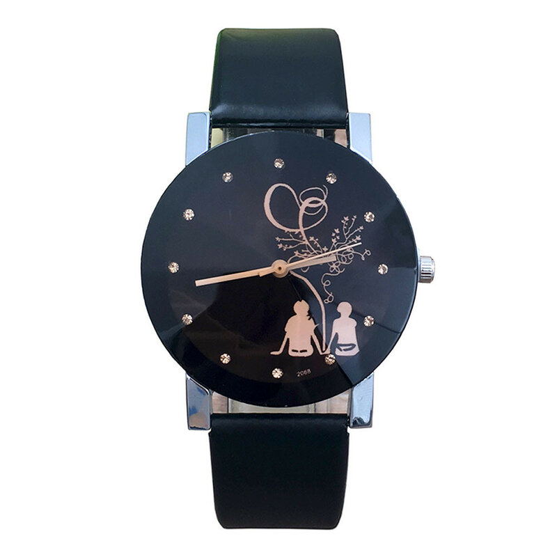 Zegarek dla pary dla studentów stylowe okrągłe szklane zegarki tarczowe dla mężczyzn pasek skórzany na co dzień kwarcowe zegarki na rękę na prezent
