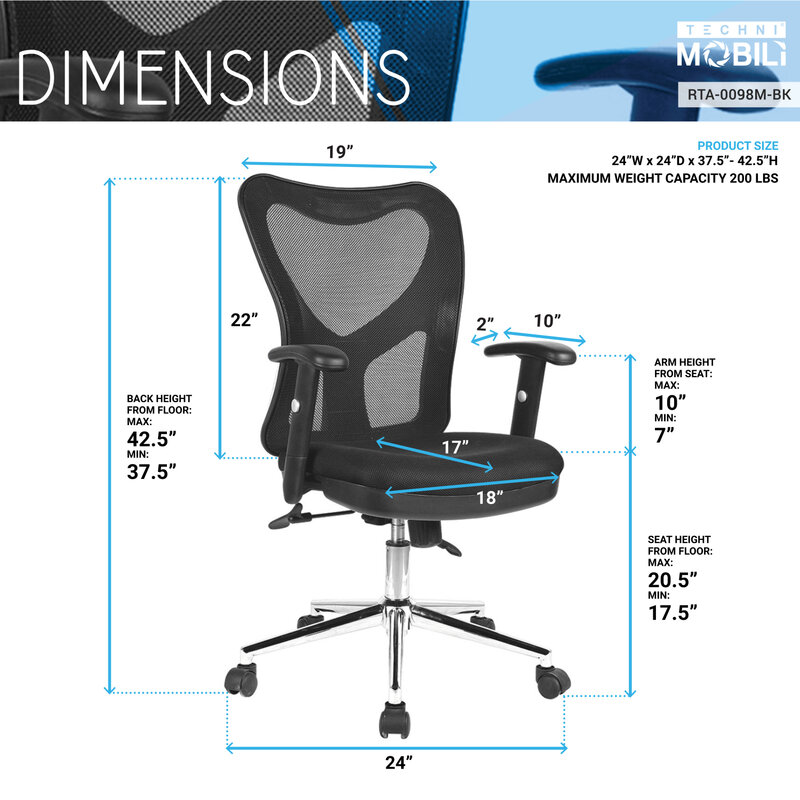 Zwarte Techni Mobili Hoge Rug Mesh Bureaustoel Met Chromen Basis Voor Een Comfortabele En Stijlvolle Werkomgeving. Stijlvol Modern