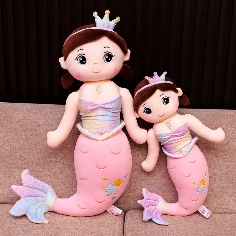 Boneka putri duyung anak perempuan imut kartun 60cm mainan boneka putri duyung anak perempuan lucu kreatif dekorasi ruang hadiah ulang tahun