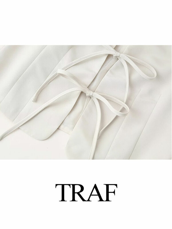 TRAF 2024 여름 여성 패션 투피스 수트, 단색 짧은 탱크탑 + 와일드 텍스처 스트리트웨어, 여성 미디 힙커버 스커트