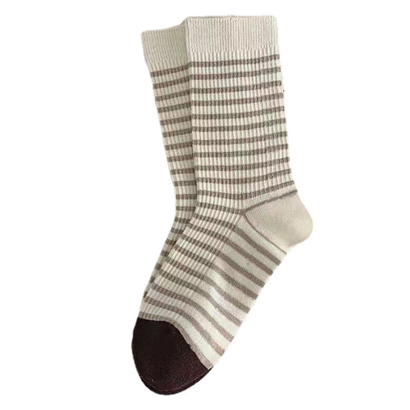 Sports Socks Women's Little Bear Stripe Casual Mid Tube Socks Autumn/Winter Socks Trend Harajuku Style Breathable