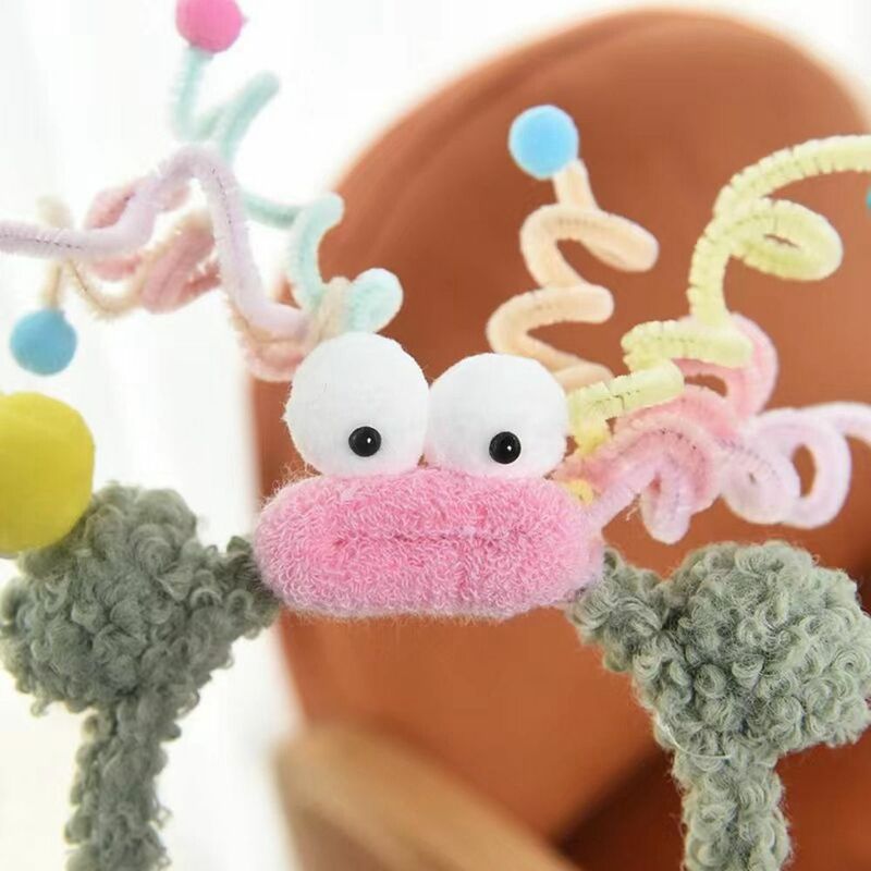 Diademas de rollo de lana de felpa para niños, aro de pelo de felpa de dibujos animados divertidos, giro de rollo de lana, aro de pelo de primavera