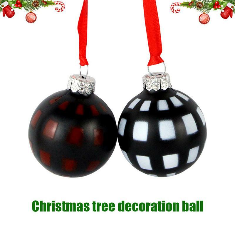 Шары для рождественской елки, черные, белые, красные клетчатые шары, креативные товары для творчества и рукоделия, украшения для рождественской елки, шары