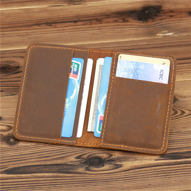 New Men's Card Holder Wallet Leather Minimalist Personalizd Small Thin Purse Slim Mini Credit Card Bank ID Card Holder Wallet