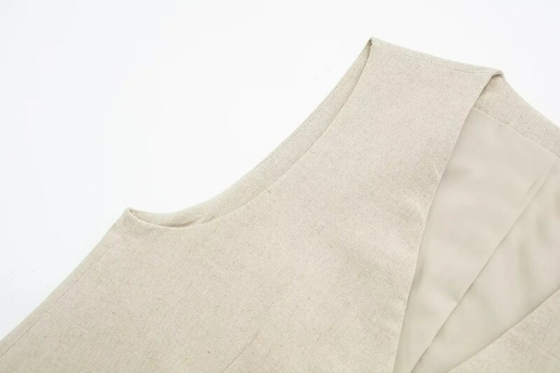 ชุด2ชิ้น2023ใหม่เสื้อกล้ามแฟชั่นผ้าลินินการปรับแต่งกางเกงขาสั้นลำลองหญิงสไตล์วินเทจผ้าลินินผสมเอวสูง