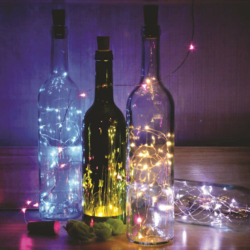銅線のワインボトルライト,2m,20LED,クリスマス,結婚式,パーティーの装飾
