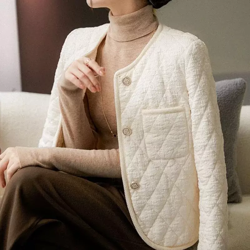 Parka mantel katun wanita, jaket Korea longgar kasual hangat musim gugur dan dingin 2024