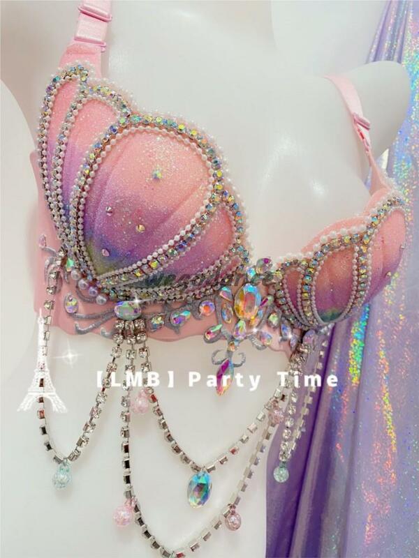 Personalizado Mermaid Shell Handmade Heavy Luxury Show Mulheres Top