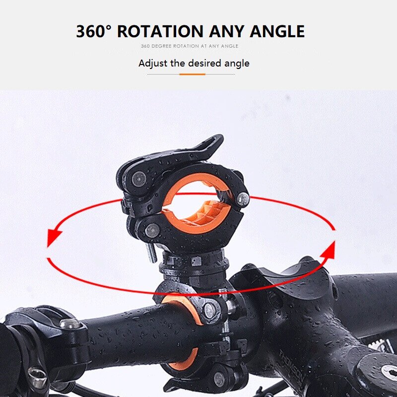 Soporte para luz de bicicleta, soporte para linterna LED, soporte para bomba, montaje de liberación rápida, giratorio de 360 grados