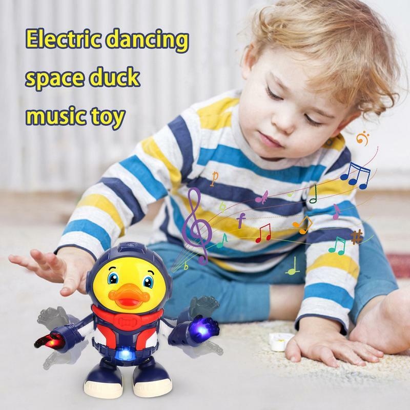 Mainan bebek gerak interaktif untuk anak-anak, mainan bebek menari, bebek lucu menyala, mainan edukasi Dini