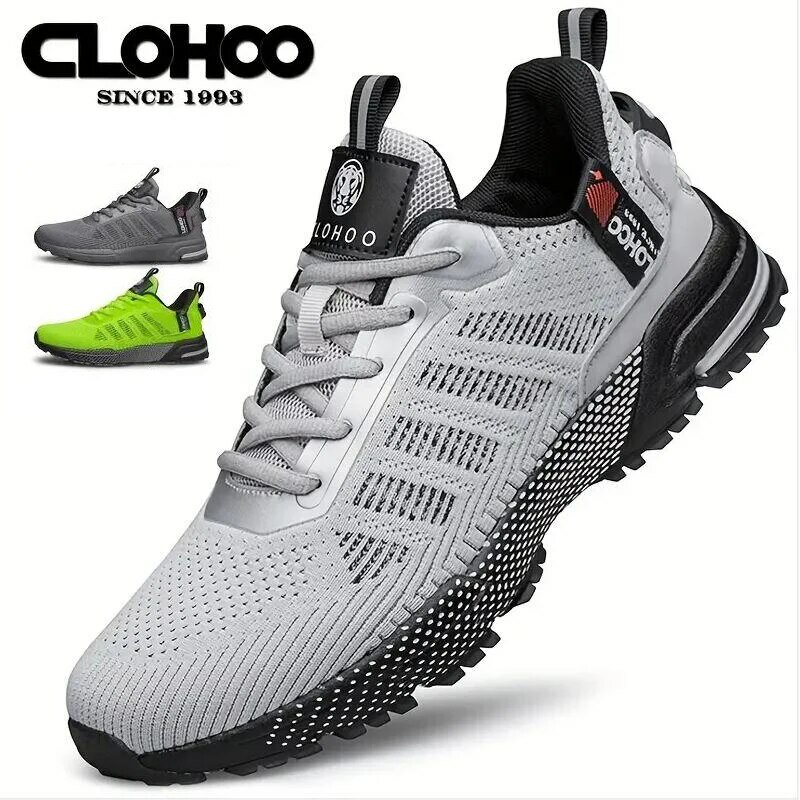 CLOHOO-Tênis masculinos de malha leve respirável confortável, corrida e corrida resistentes ao desgaste, calçados esportivos casuais antiderrapantes