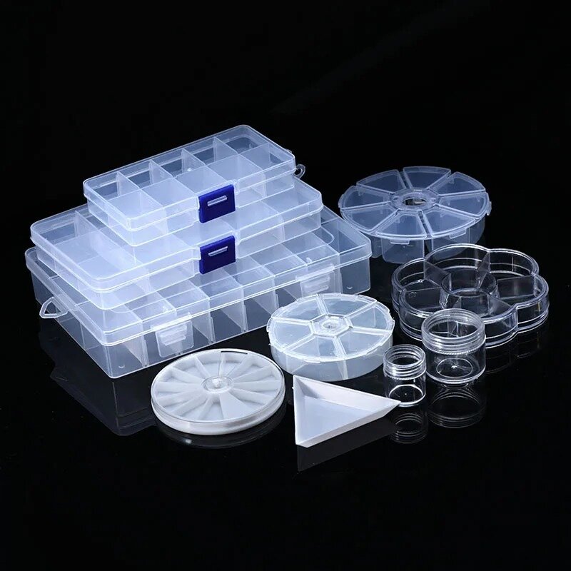 8 Style Transparent Plastic Storage Jewelry Box Compartment Adjustable Container Storage Boxes Beads Ring Earring Organizer Case