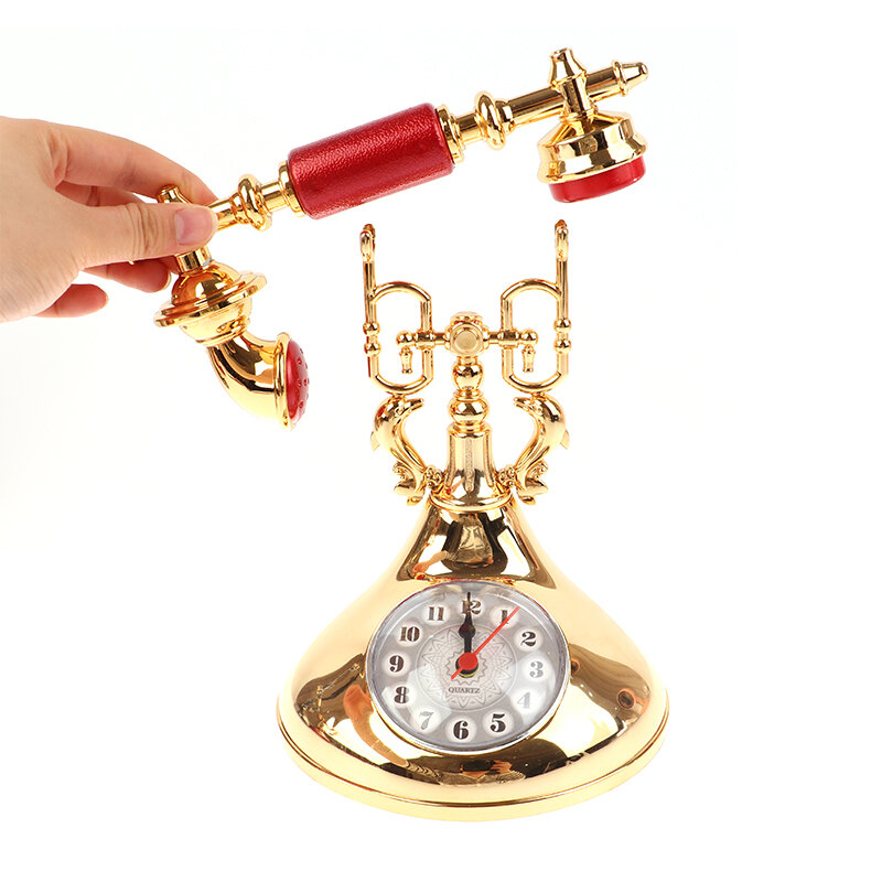 Reloj despertador de estilo europeo Retro, péndulo, teléfono, clásico, pequeño, Decoración de mesa