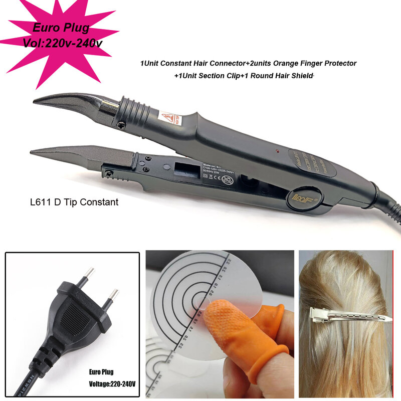 Captin para extensiones de cabello, conectores de calor, pinzas, extensiones de cabello, herramientas de extensión de cabello constante, hierro para V lighthair