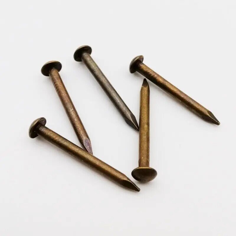 100 pz ~ 25 pz ottone antico bronzo diametro dorato 1.2mm ~ 3mm rame puro piccolo Mini testa tonda mobili Nail Tack lunghezza = 8 ~ 55mm
