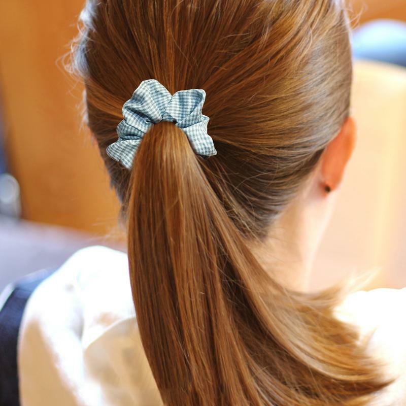 Ikat rambut kain Linen katun untuk wanita dan anak-anak wanita ikat rambut kain katun Linen ikat rambut elastis
