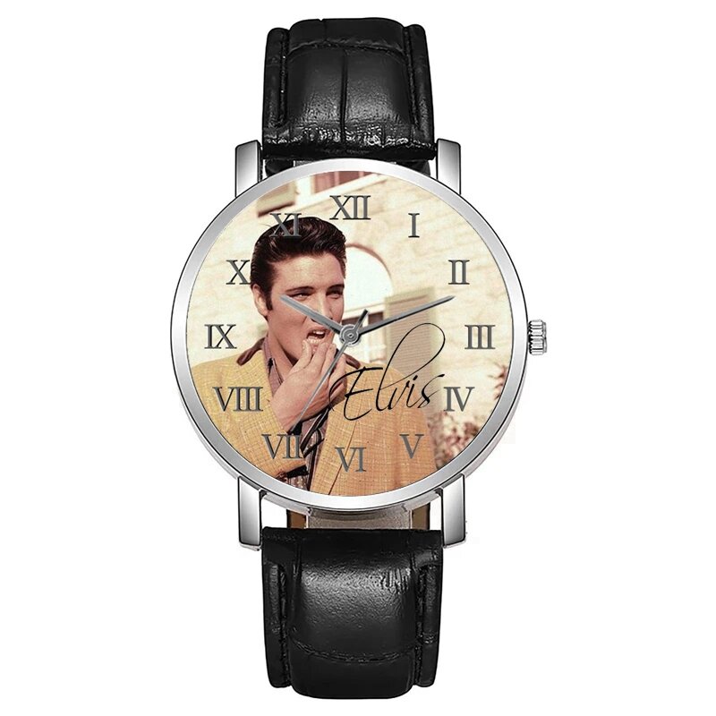 Reloj de pulsera de cuarzo con números romanos para mujer, cronógrafo de aguacate, a la moda, regalo para fanáticos de Elvis Presley, nuevo